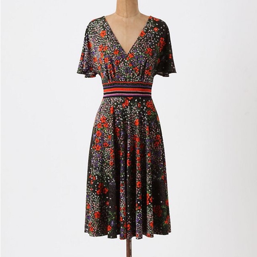 Anthropologie Multicolor Floral Midi Dress